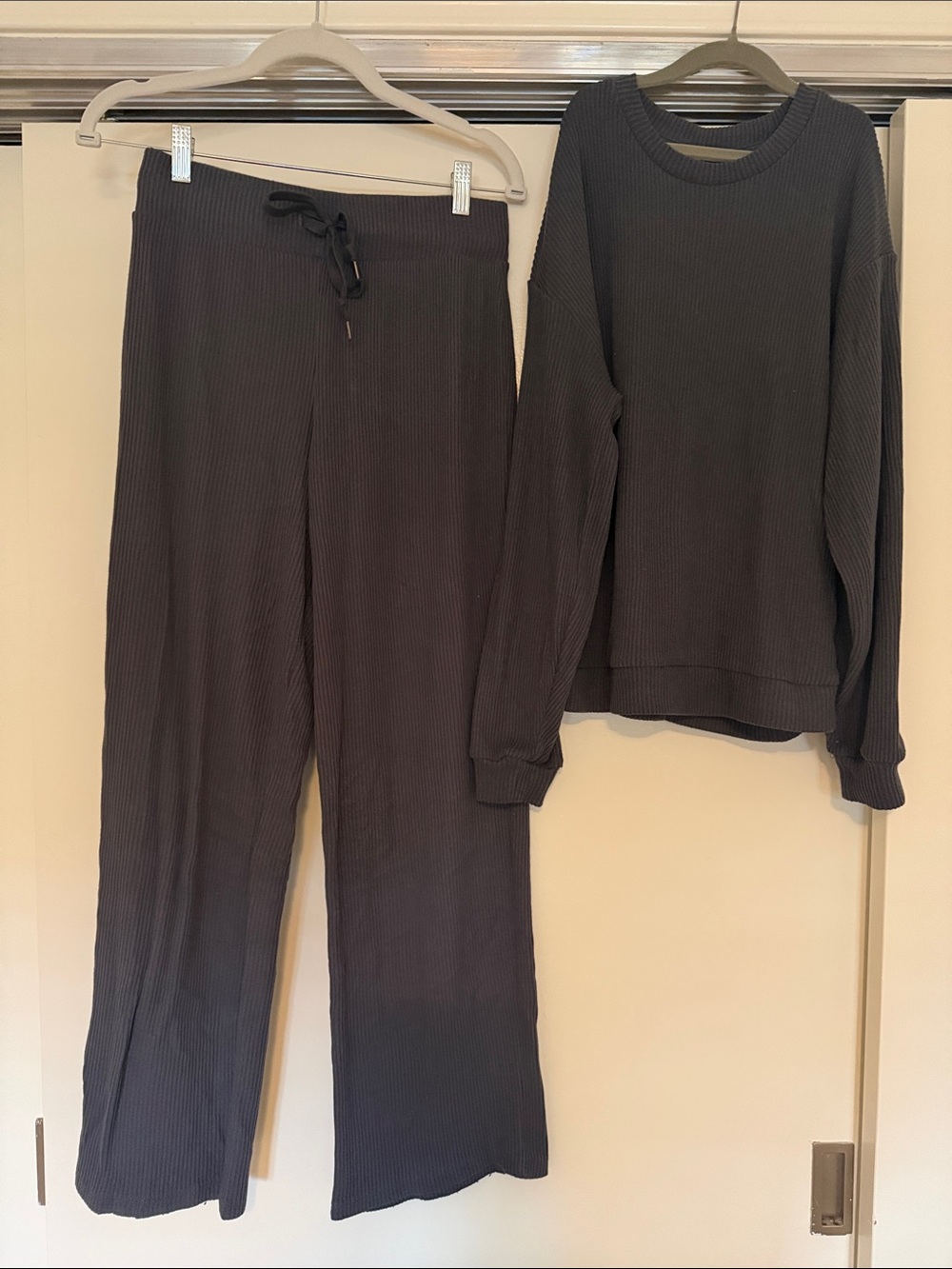 Honeydew Ribbed Knit Set in Charcoal